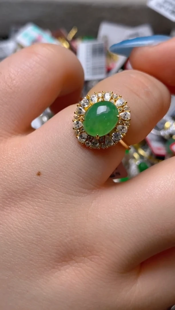 银S925镶嵌戒指翡翠百内无证书