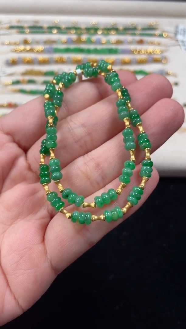 18K金镶嵌手串翡翠多样性   发货一条   P158