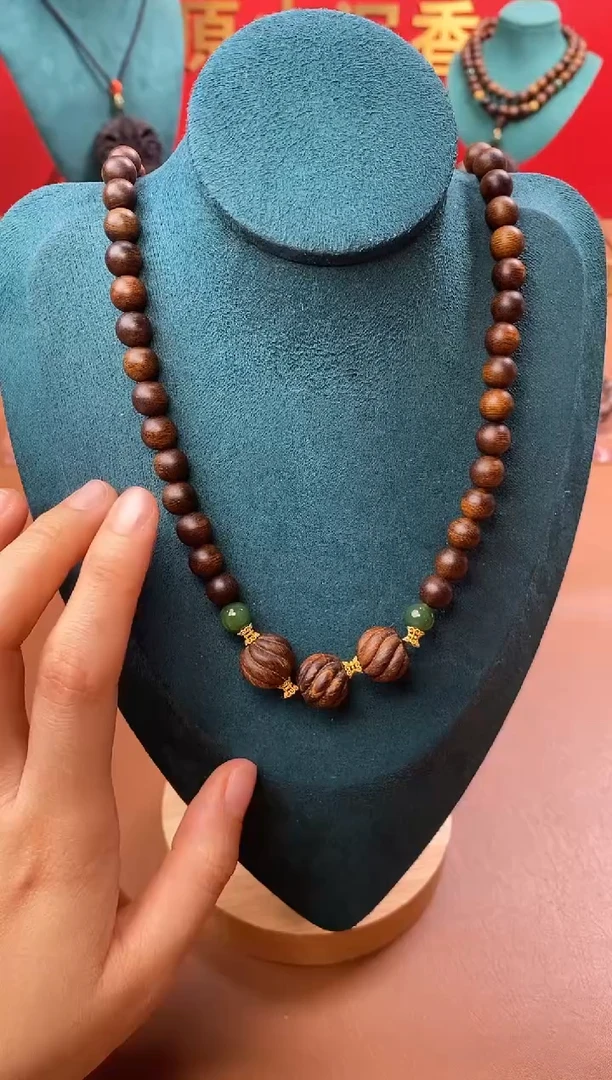 【闪购商品】沉香手串P芽庄白棋楠08三圈款+螺钿沉香木雕顶珠