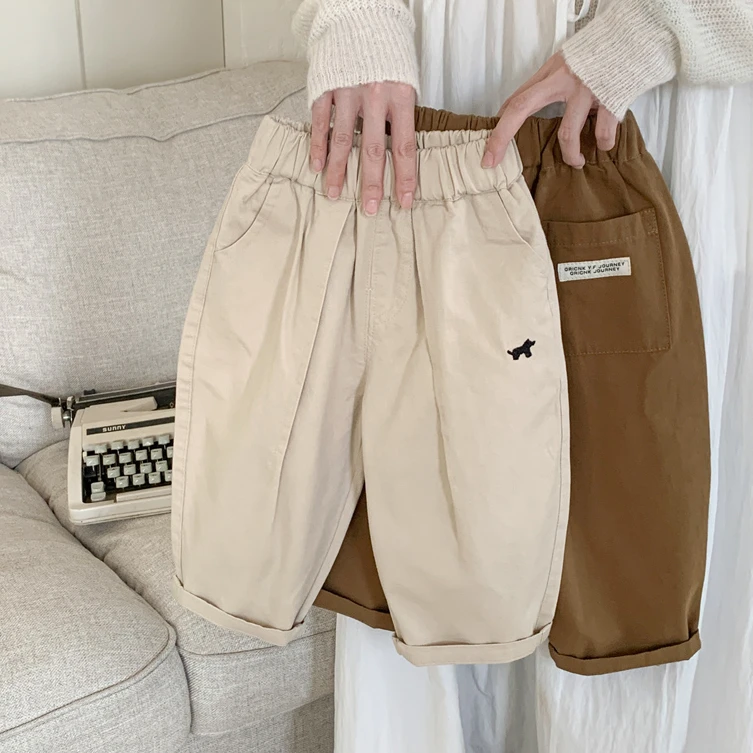 儿童秋季休闲裤男童小童新款纯棉长裤宝宝春秋棉布百搭日系裤子潮