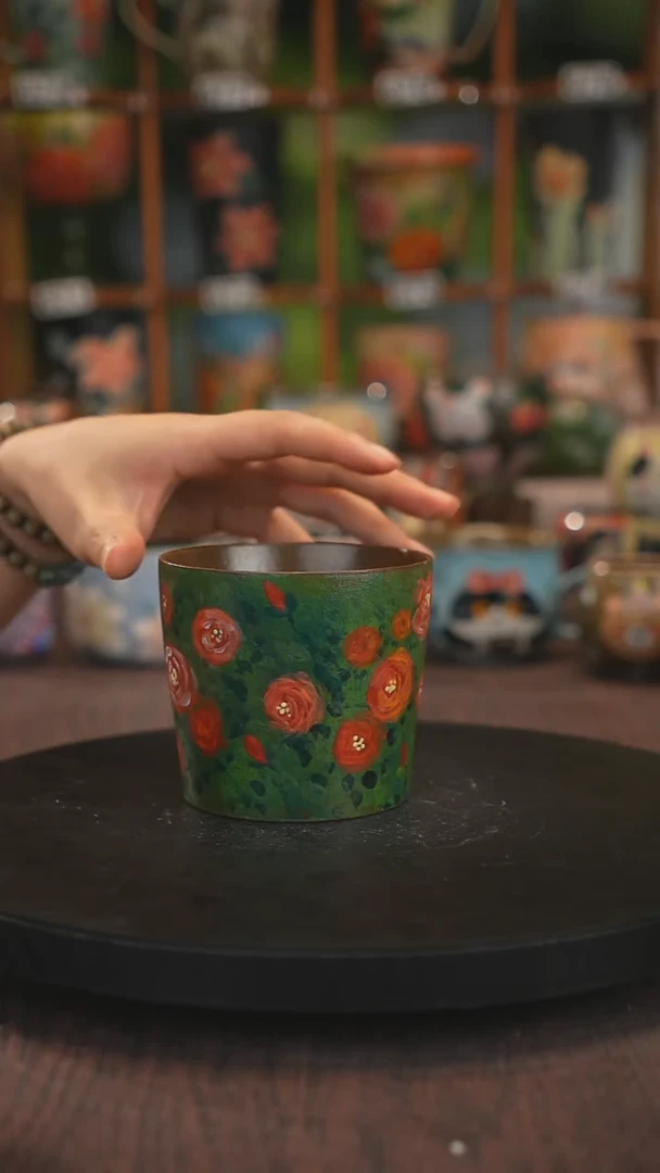 紫砂油画手绘釉下彩