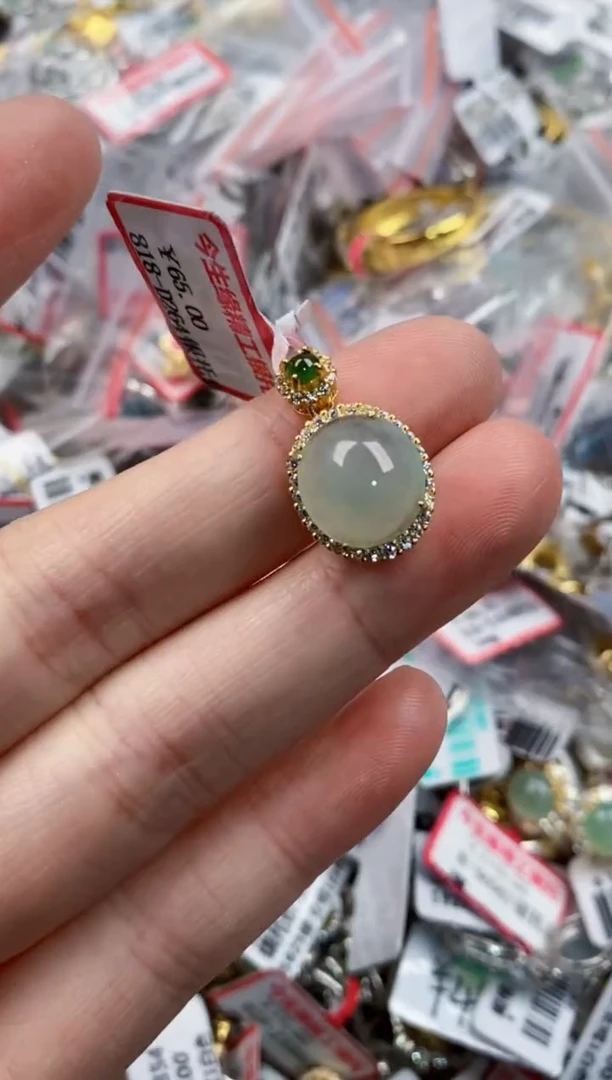 银S925镶嵌戒指翡翠10             6