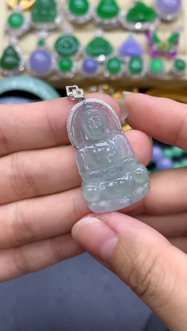 颈饰18K金镶嵌翡翠122-中国好珍宝