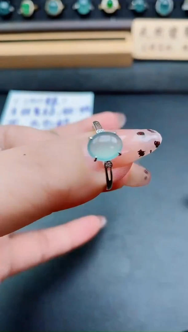 银S925镶嵌戒指翡翠1