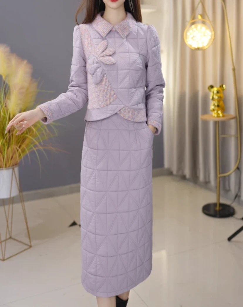 【冬季新品套装】新品上新时尚高端中长款保暖棉服棉衣修身显瘦冬季