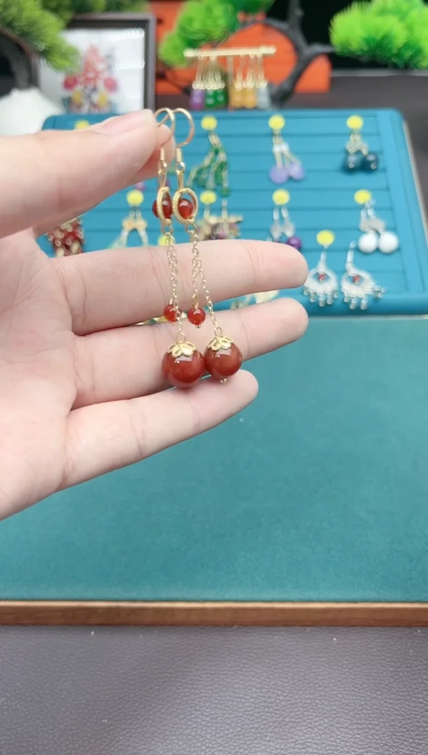 【闪购商品】南红玛瑙耳饰银S925镶嵌805000