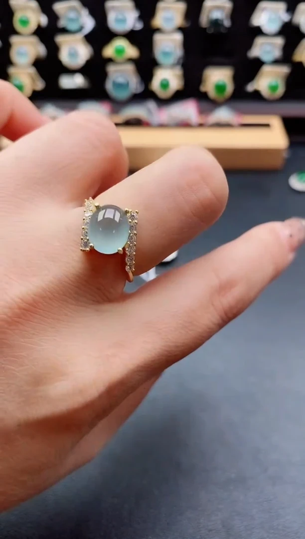 银S925镶嵌戒指翡翠1