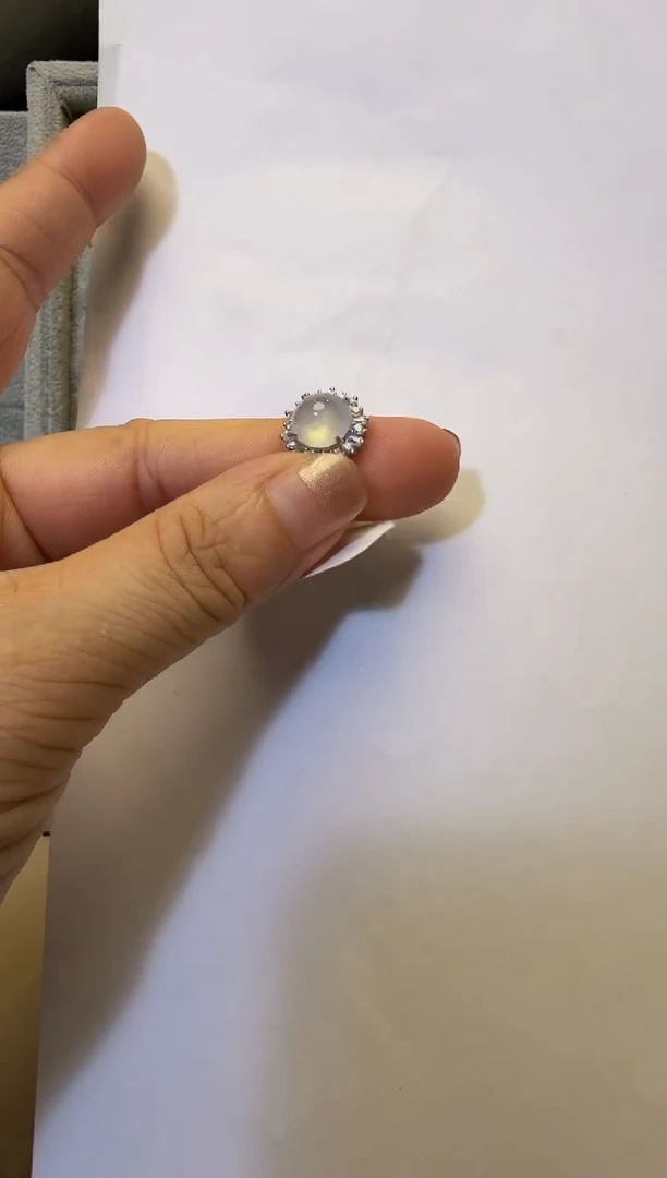 银S925镶嵌戒指翡翠925银镶缅甸A货翡翠戒指