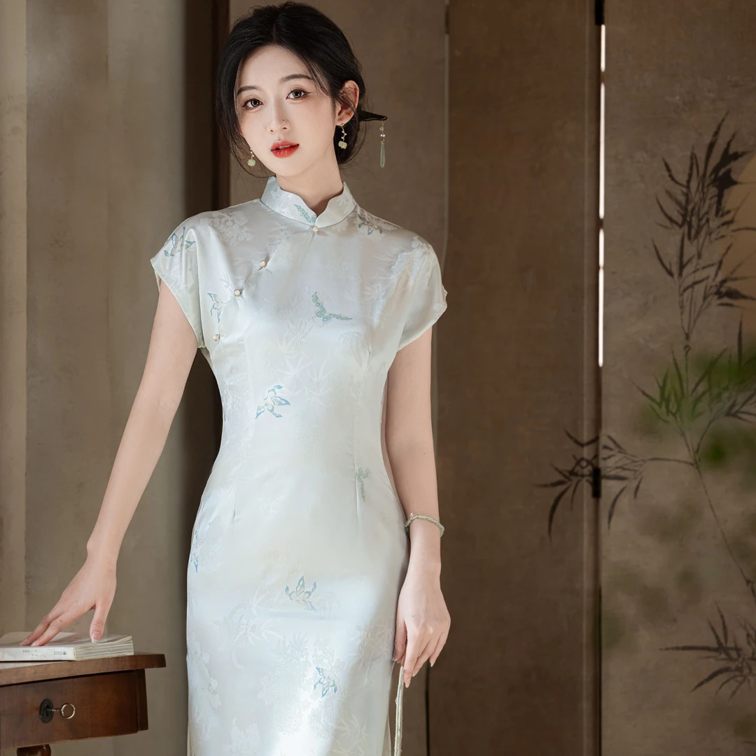【画中仙】2025新款提花缎面日常气质国风高端中式旗袍 衣长120