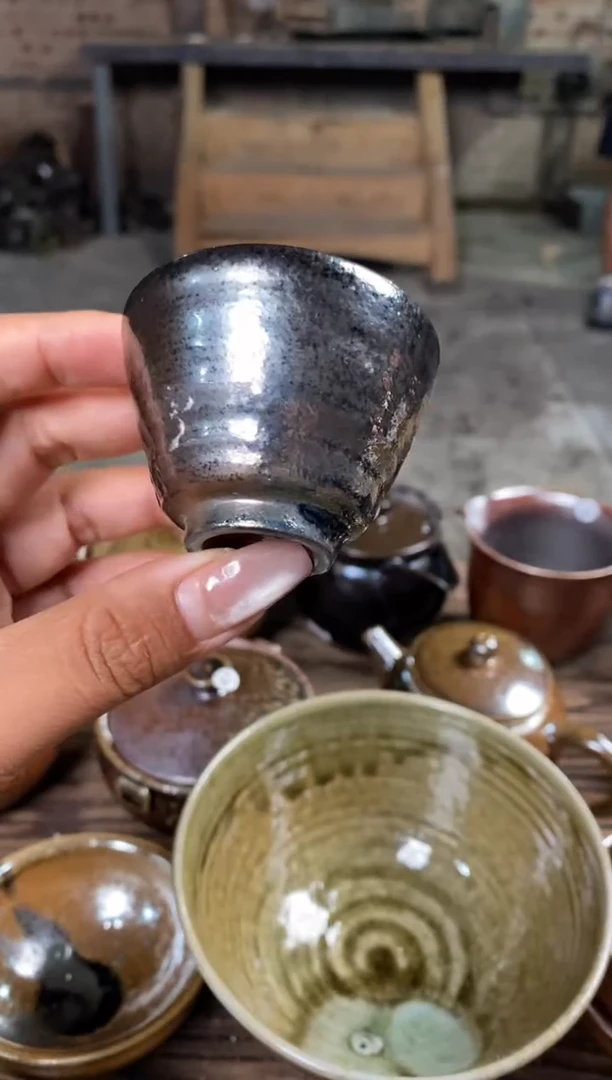 无相举**铁浪鬼柴烧-底款不太清晰主人杯0.85