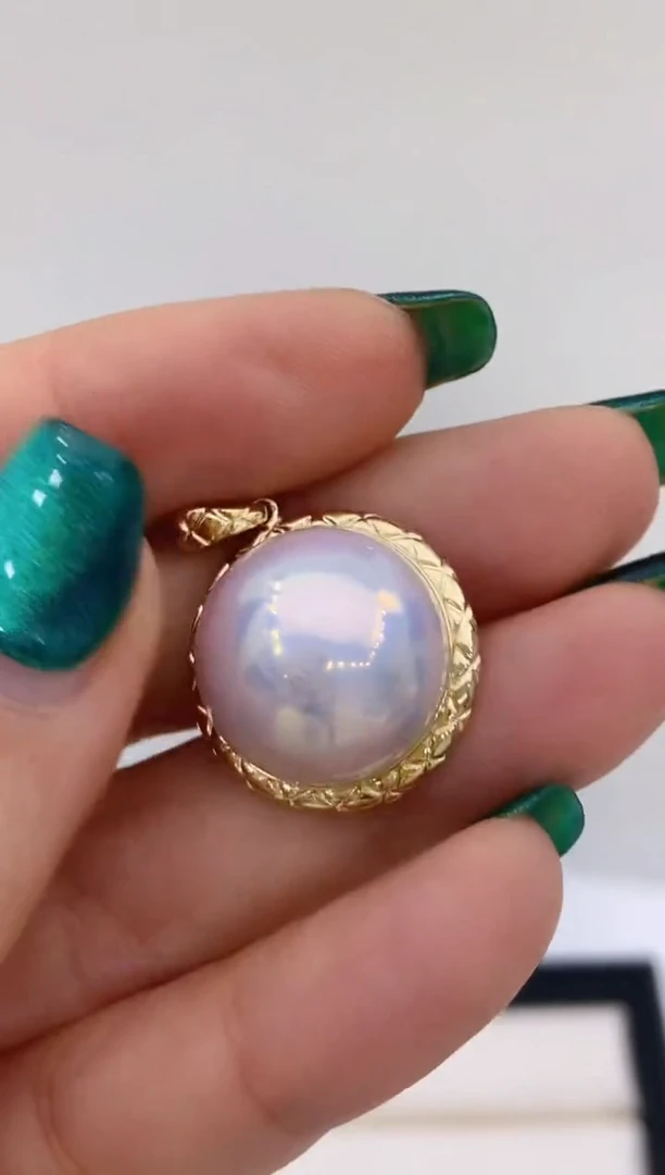 【闪购商品】拼合珍珠（马贝珠）吊坠18K金镶嵌118 17-18mm