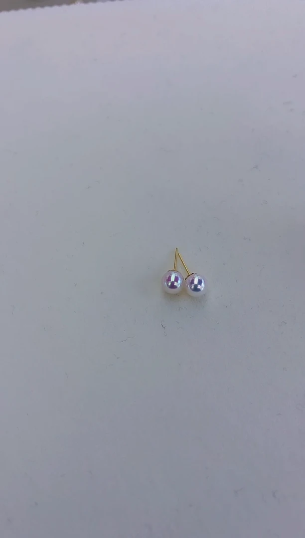 18K金镶嵌饰品海水珍珠5-6素钉定制