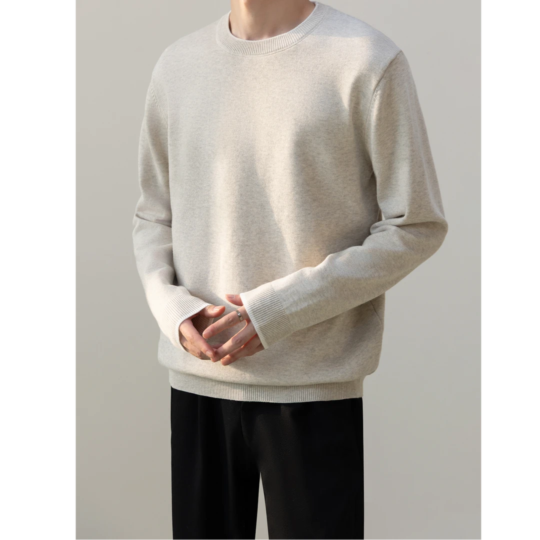 奇珀菲仑圆领毛衣男修身保暖纯色百搭男士新款休闲打底针织衫