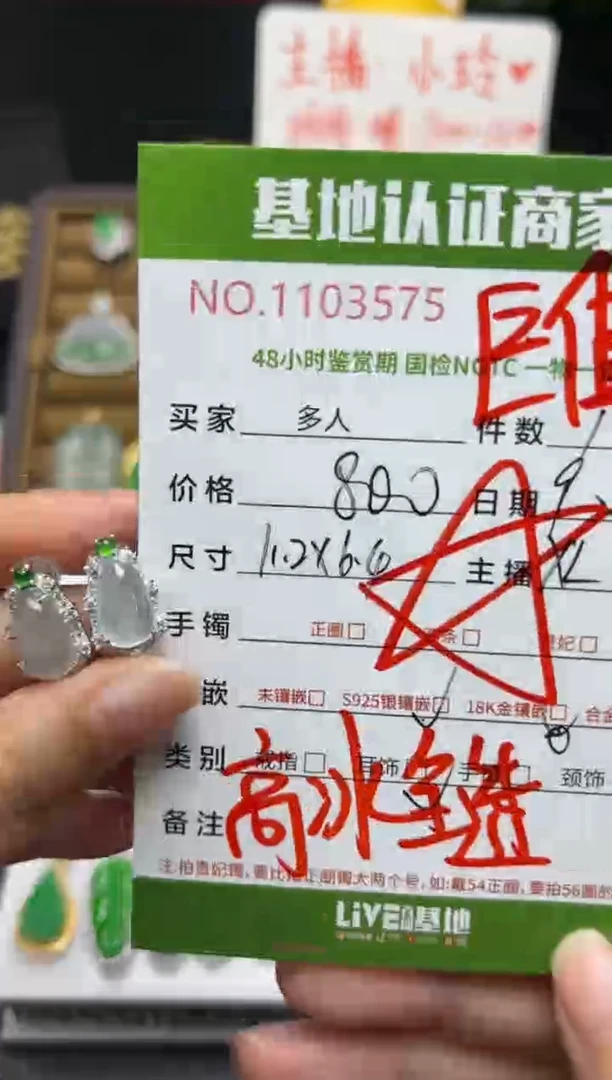 银S925镶嵌翡翠耳饰多人