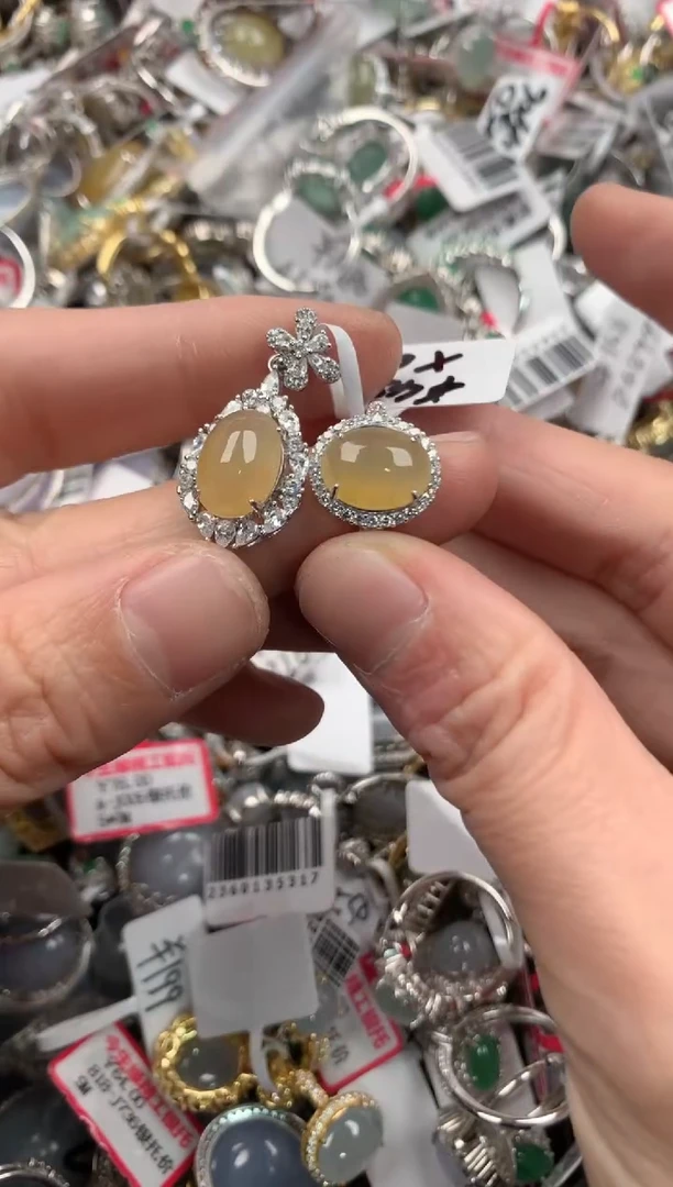 银S925镶嵌戒指翡翠444  10