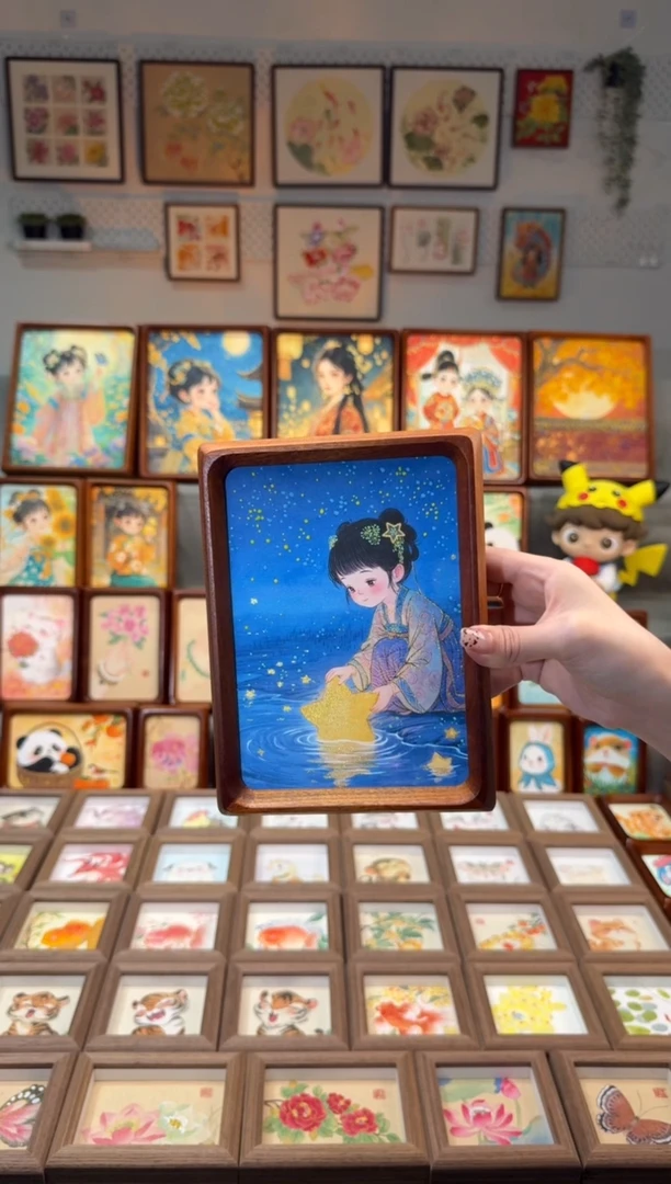 国画摘星女孩 手绘国画7