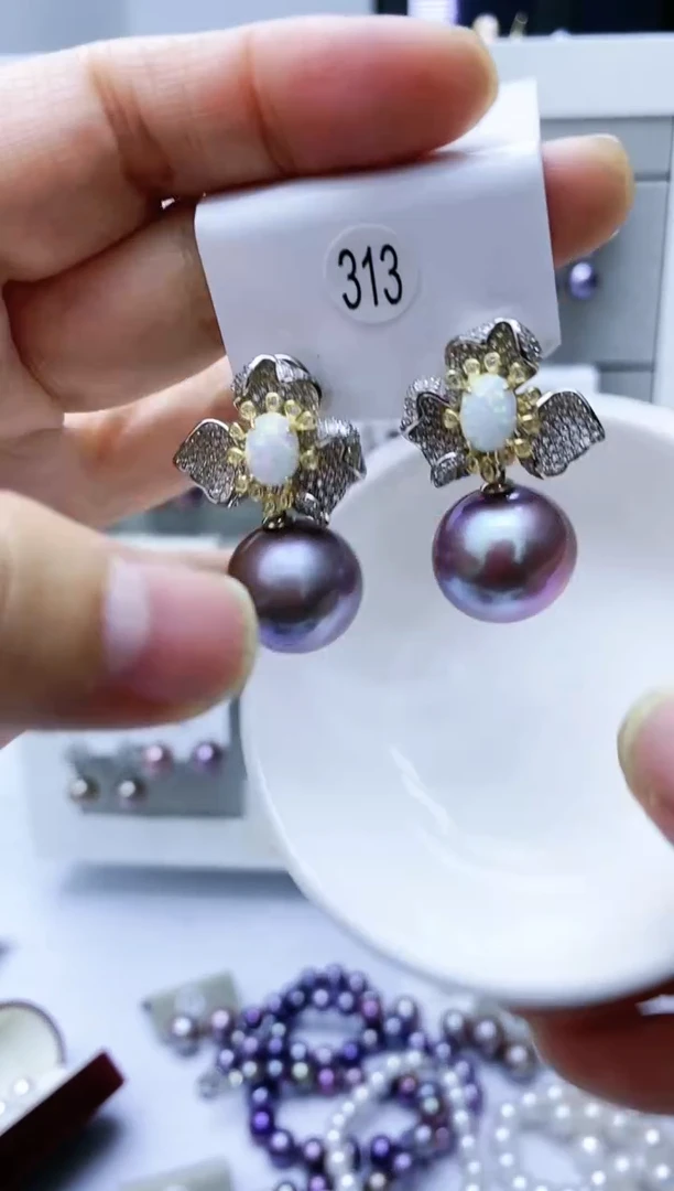 【闪购商品】淡水珍珠耳饰银S925镶嵌313