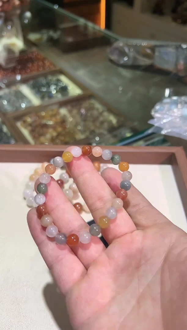 发晶手链未镶嵌7.5mm+彩兔毛（多样性发一）
