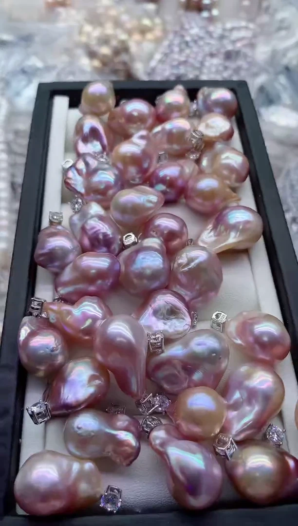 淡水珍珠银S925镶嵌吊坠(不含链)多样性发其一，非无暇