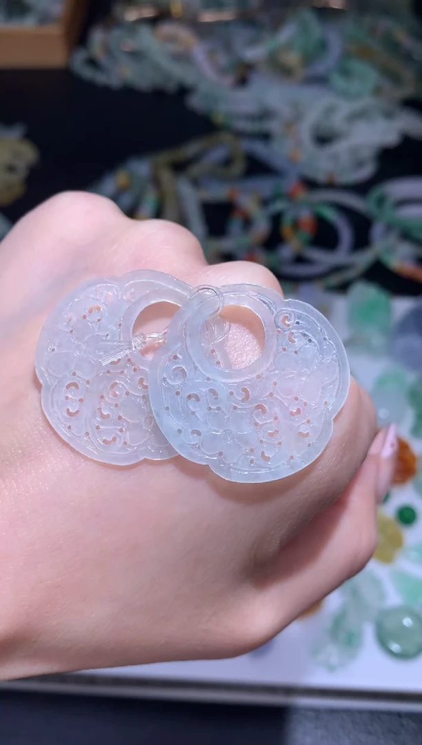 未镶嵌定制翡翠一对仿古耳坠