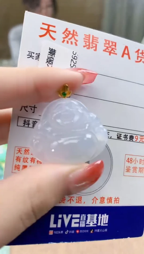 颈饰18K金镶嵌翡翠天然A货翡翠挂件