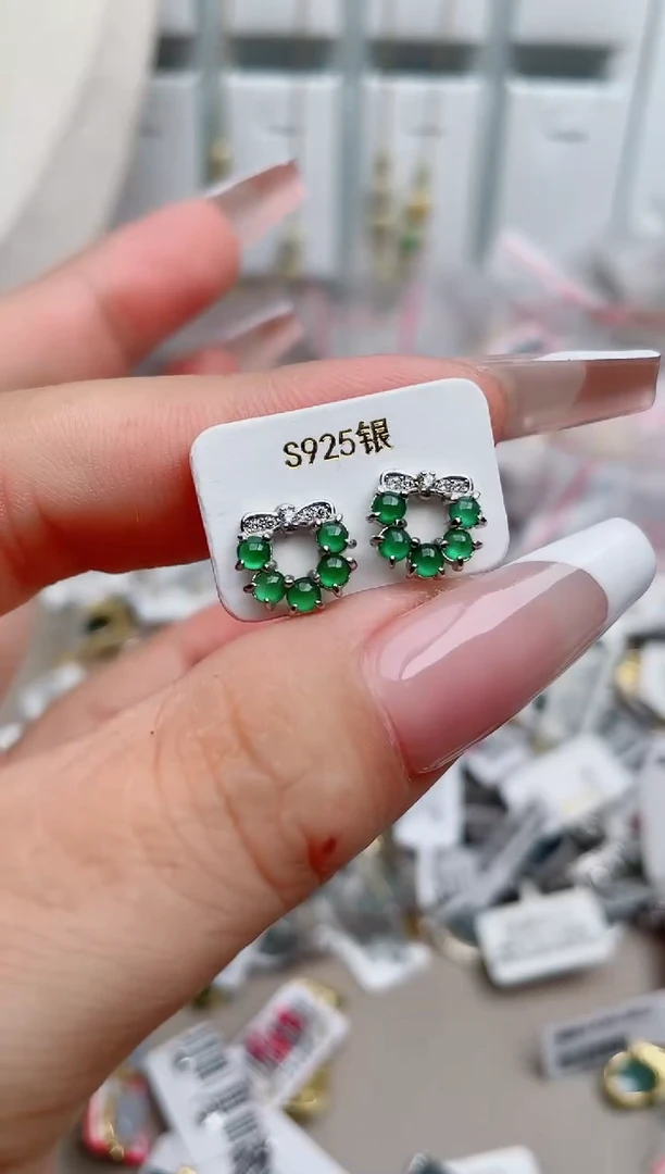 翡翠银S925镶嵌吊坠(不含链)、