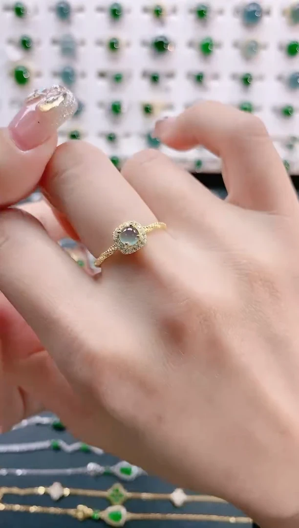 【闪购商品】翡翠戒指银S925镶嵌天然翡翠