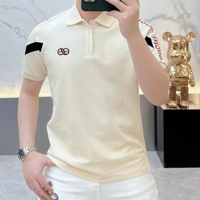 卡因耶查夏季欧货潮流个性徽章时尚百搭休闲翻领polo衫半袖上衣