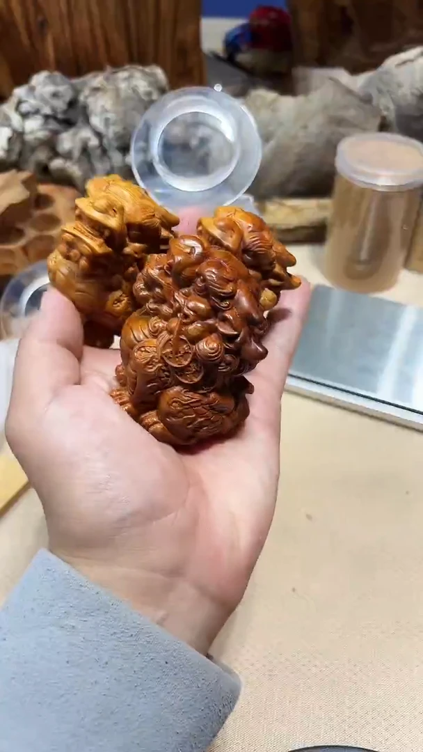 柏木（崖柏）南太行崖柏手把件麒麟