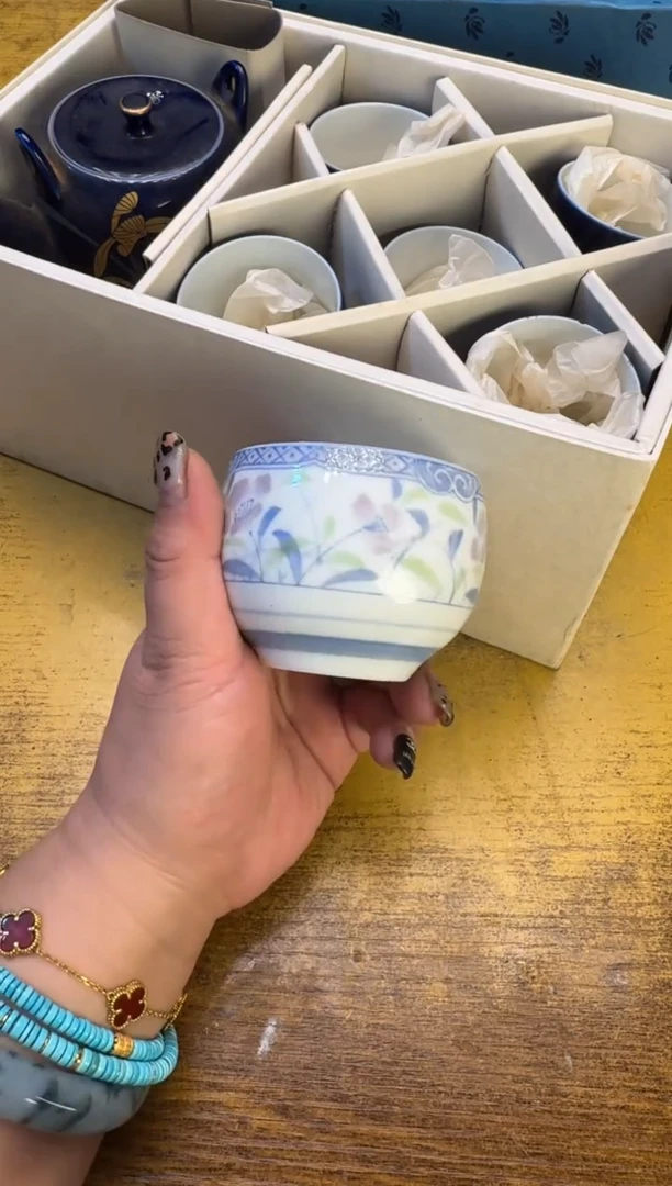 瓷器瓷器瑕疵破破26用过一壶五杯