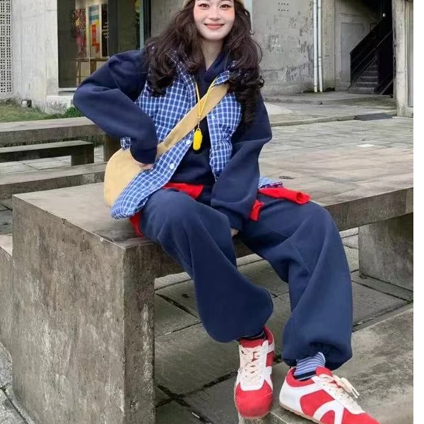 马甲2025新款韩系蓝白格纹棉服女外套冬季马夹背心棉衣228636