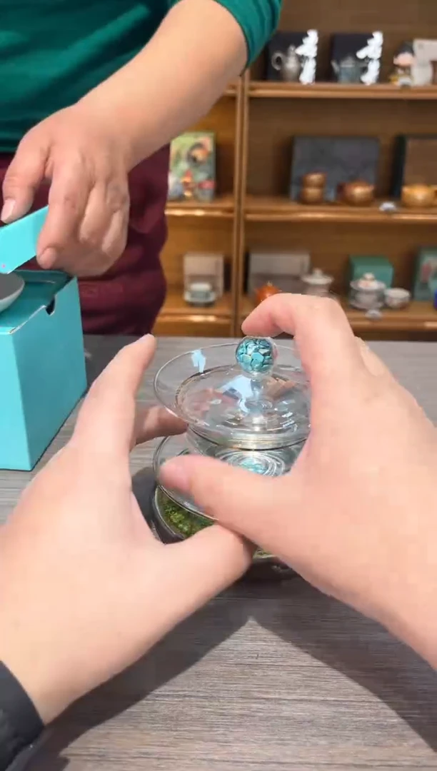 【闪购商品】绿松盖碗加二杯茶具茶具