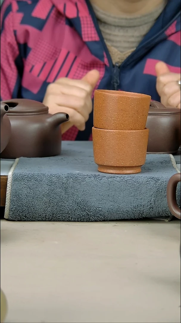 茶壶紫砂红黄泥杯子两个