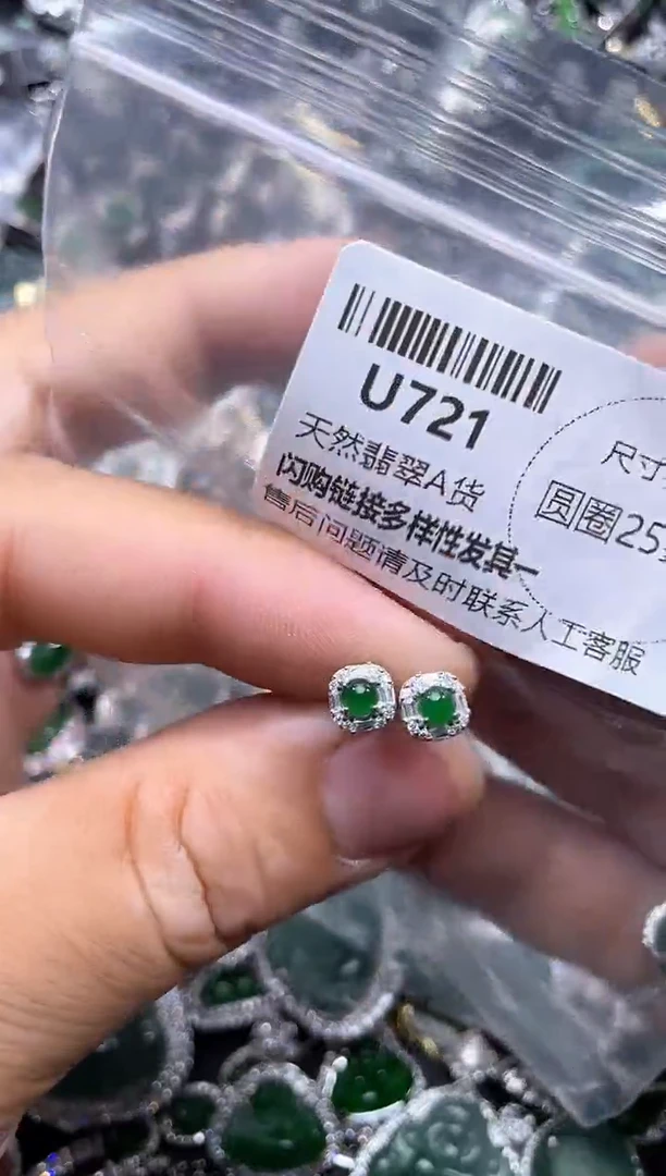 【闪购商品】翡翠颈饰未镶嵌U721耳钉