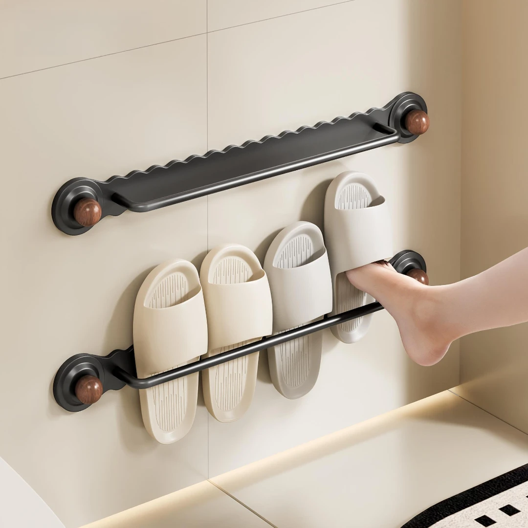 中古风吸盘拖鞋架浴室壁挂免打孔卫生间鞋子收纳神器沥水架