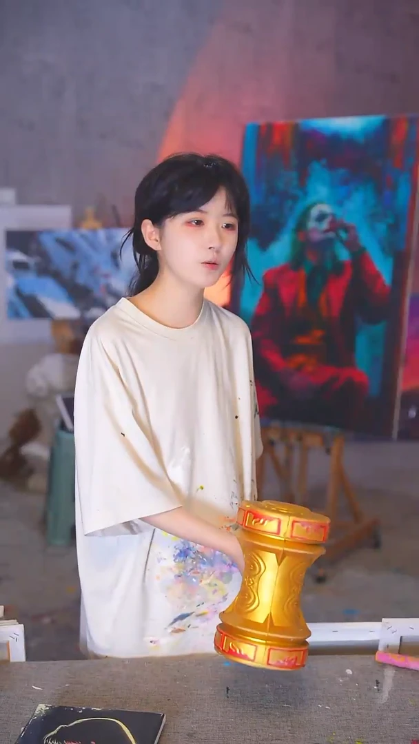 油画些**霜精品灰原哀丙烯画纯手绘