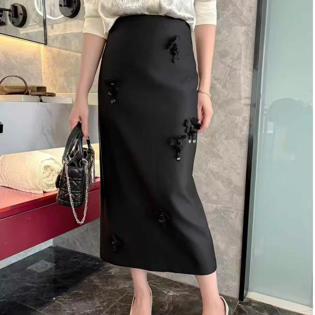 2025年春季新品女装修身显瘦时尚气质洋气半裙花朵裙5053