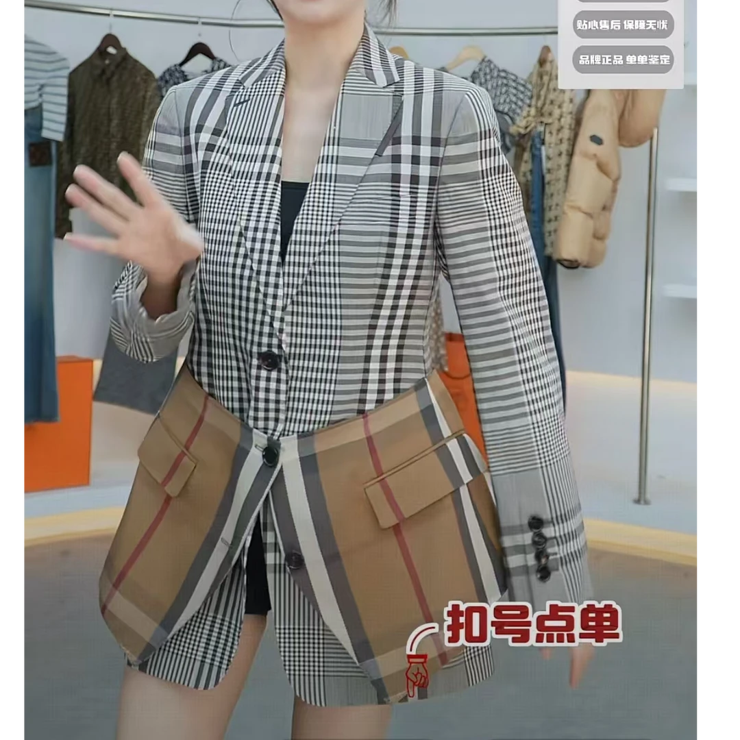 未使用 BURBERRY/博柏利 Burberry 西装外套格纹 灰色UK10