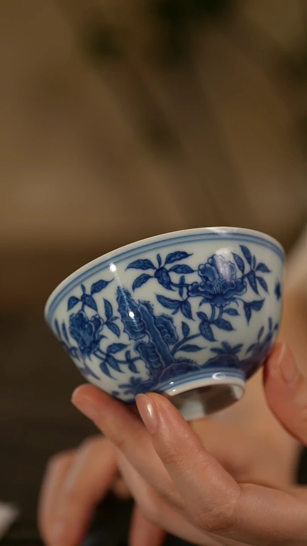 摆件逸銘堂寿石山茶花宫碗杯