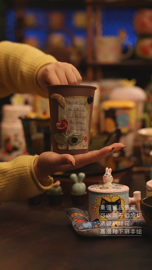 陶瓷景德镇可爱陶瓷釉下彩绘设计师款