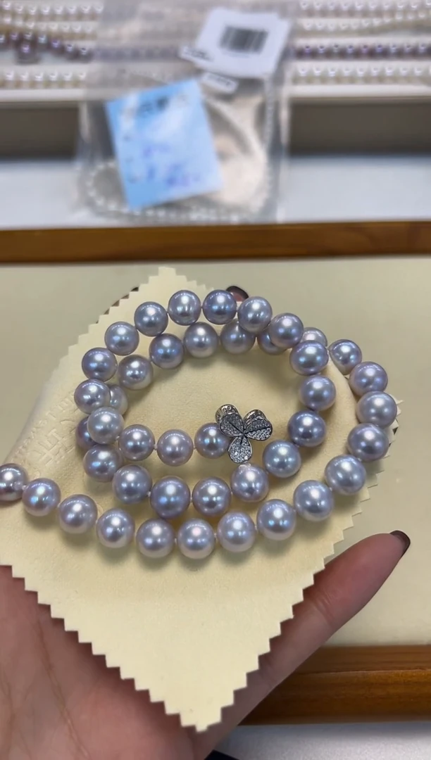 颈饰银S925镶嵌淡水珍珠8.5-9.5mm无核彩珠项链