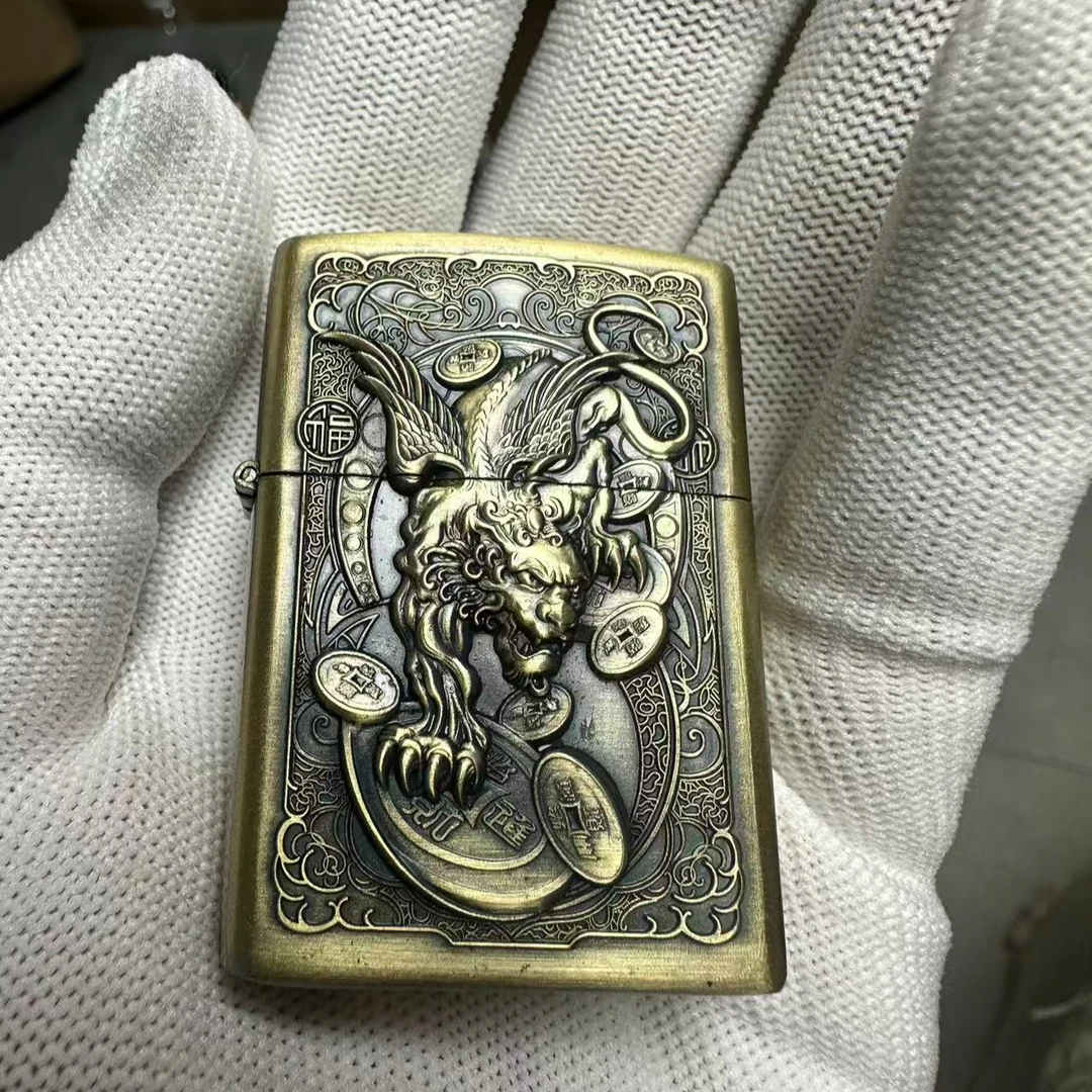 防风煤油打火机男士青铜招财貔貅创意礼物