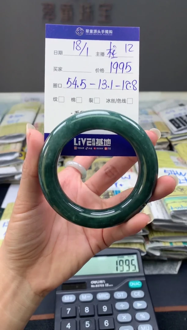 【闪购商品】翡翠手镯未镶嵌翡翠手镯圈口54#1995元