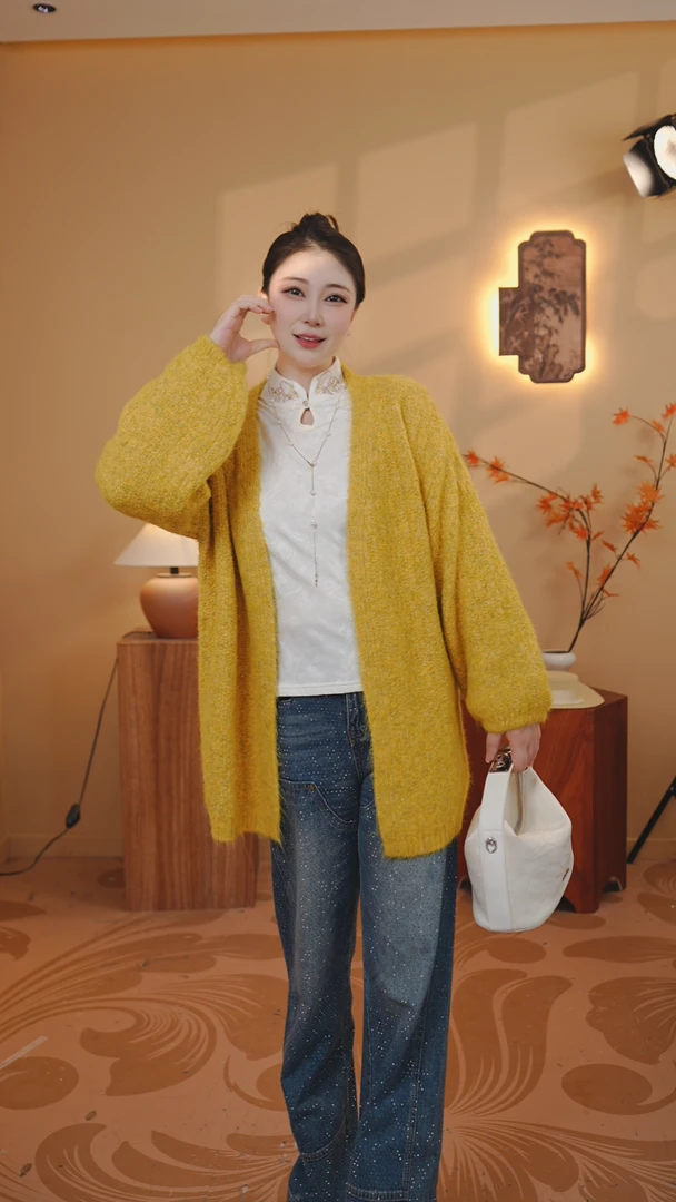 暖序（树皮纹织法慵懒开衫女装针织毛衣）