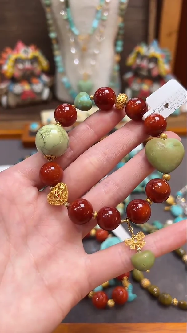 手链18K金镶嵌南红玛瑙南红手链