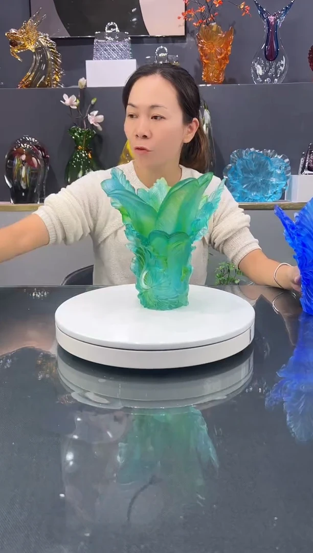 琉璃古法花瓶欧碧色