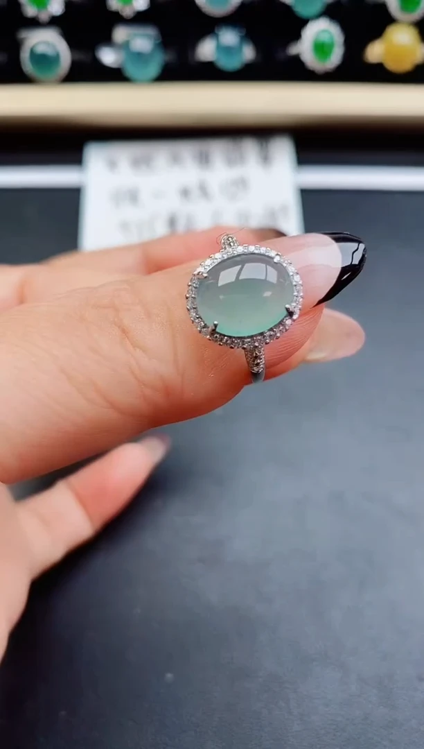 翡翠戒指银S925镶嵌508050