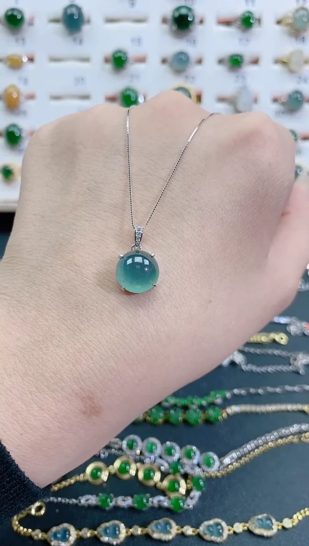 颈饰银S925镶嵌翡翠天然翡翠