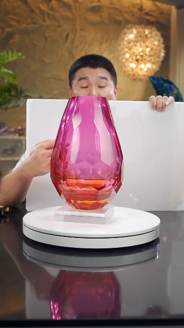 摆件福利金红琥珀切面花瓶