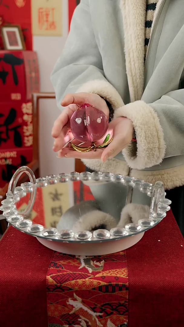 【闪购商品】琉璃四叶大寿桃摆件